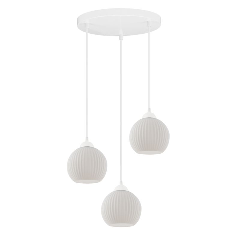 Lampa sufitowa wisząca Light Home LH Riffle Kula 3x E27 60W okrągła biały 1szt.