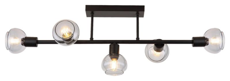 Lampa sufitowa wisząca Rabalux Sullivan czarna-szkło dymne wym: 27 x 83 x 25,5 cm 5xE14 x 1 szt.