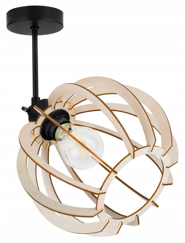 Lampa sufitowa wisząca Light Home LH Timber 1x E27 60W klosz okrągły 24cm czarny 1szt.