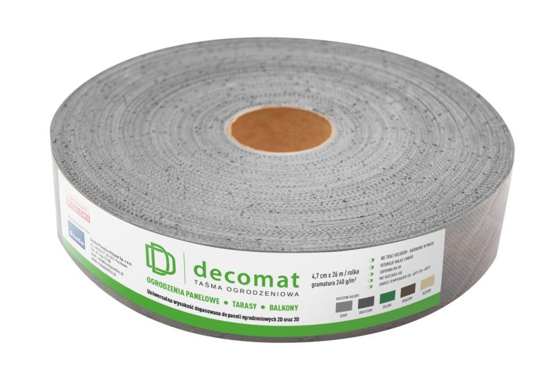 Taśma ogrodzeniowa wąska Decomat 4,7 x 26m szara 1 szt.