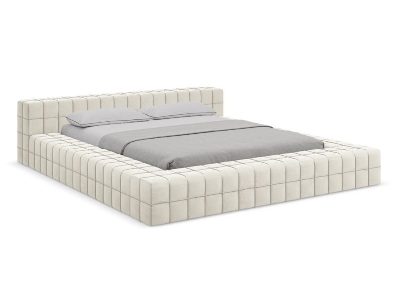 Łóżko LaMiaSofa Akela z weluru 140x200 jasny beż 1 szt.