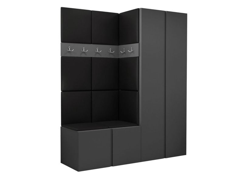 Garderoba MIRJAN 24 Orion III grafit + czarna ekoskóra 1 kpl.