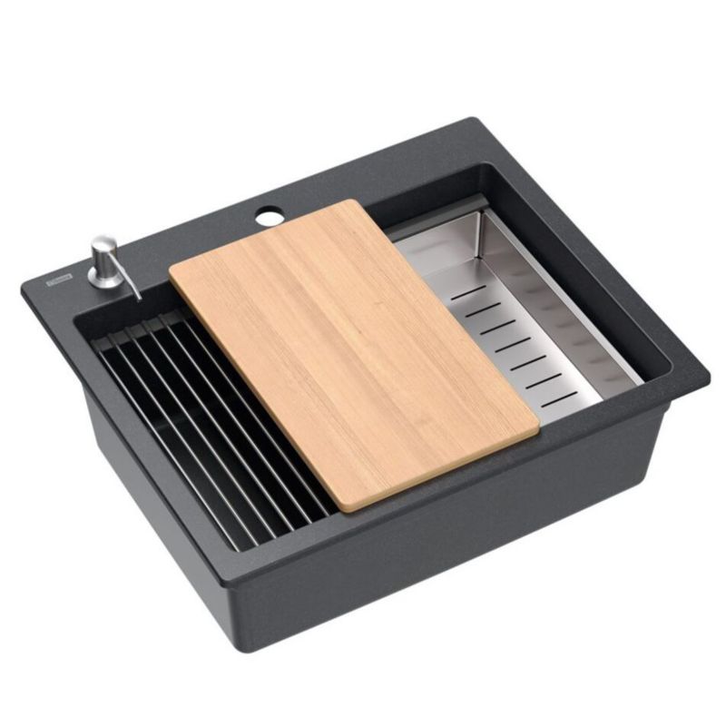Zlewozmywak Granitowy Kurt 110 Workstation Czarny Nakrapiany 50X59,5X21,5Cm 1 Szt