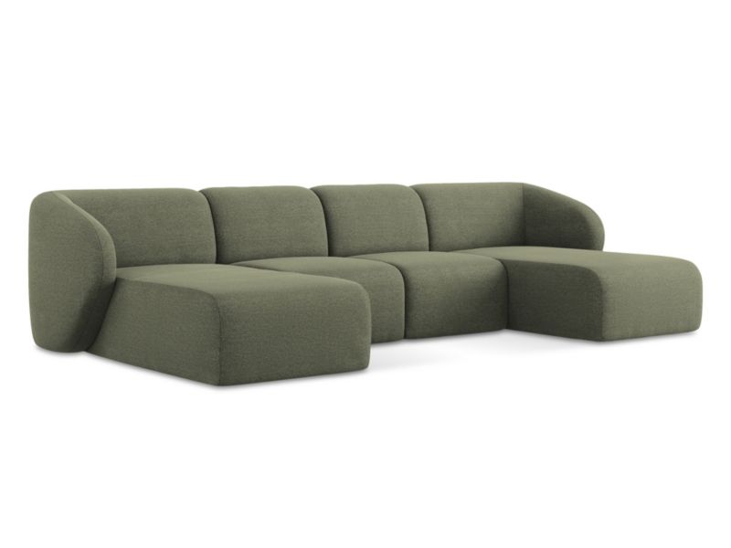 Sofa panoramiczna LaMiaSofa CERVO z tkaniny bouclé 370x170 cm oliwkowy 1 szt.
