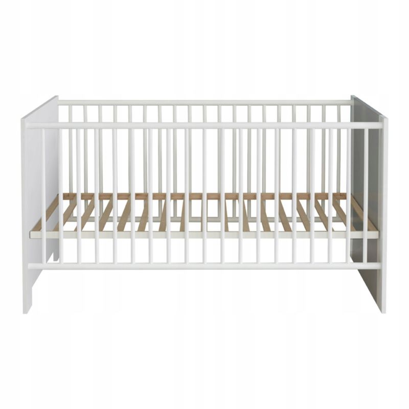 Łóżeczko Mebel Elite Pola Dziecięce Łóżko dla Dziecka Niemowlaka Drewniane Biały Szary 1 szt