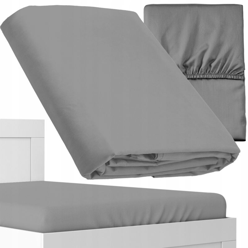 Prześcieradło z gumką Detexpol 180x200cm satynowe mikrofibra szare 1 szt.