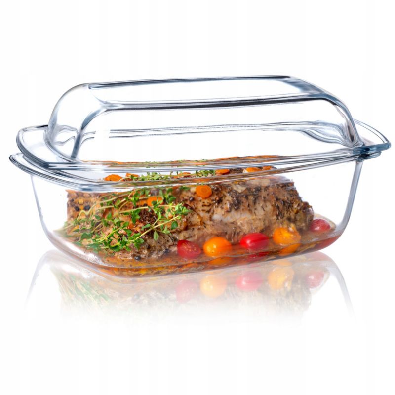 Naczynie Żaroodporne 5,1L KADAX Z Pokrywą Do Zapiekania Prostokątne Szklane 1szt.