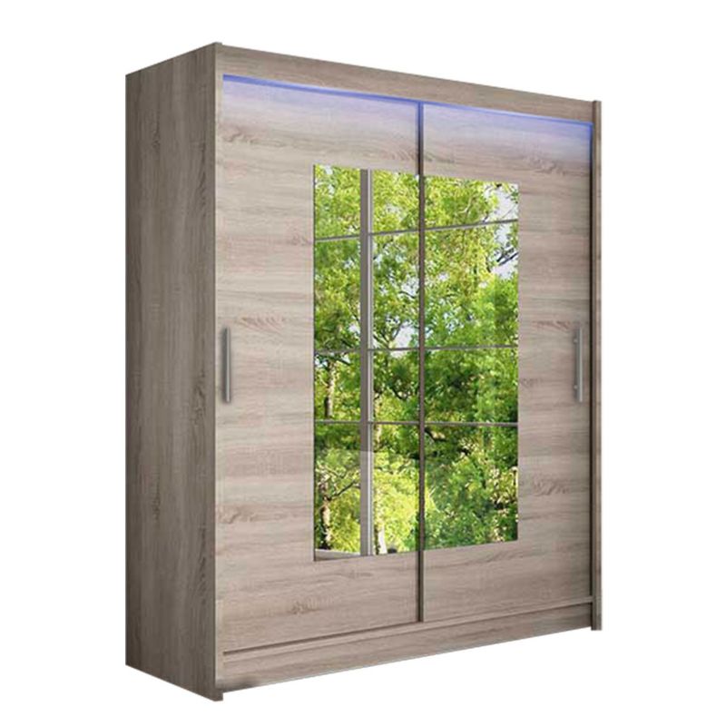 Szafa MIRJAN 24 z drzwiami przesuwnymi Presto III z oświetleniem RGB trufel/lustro 1 szt.