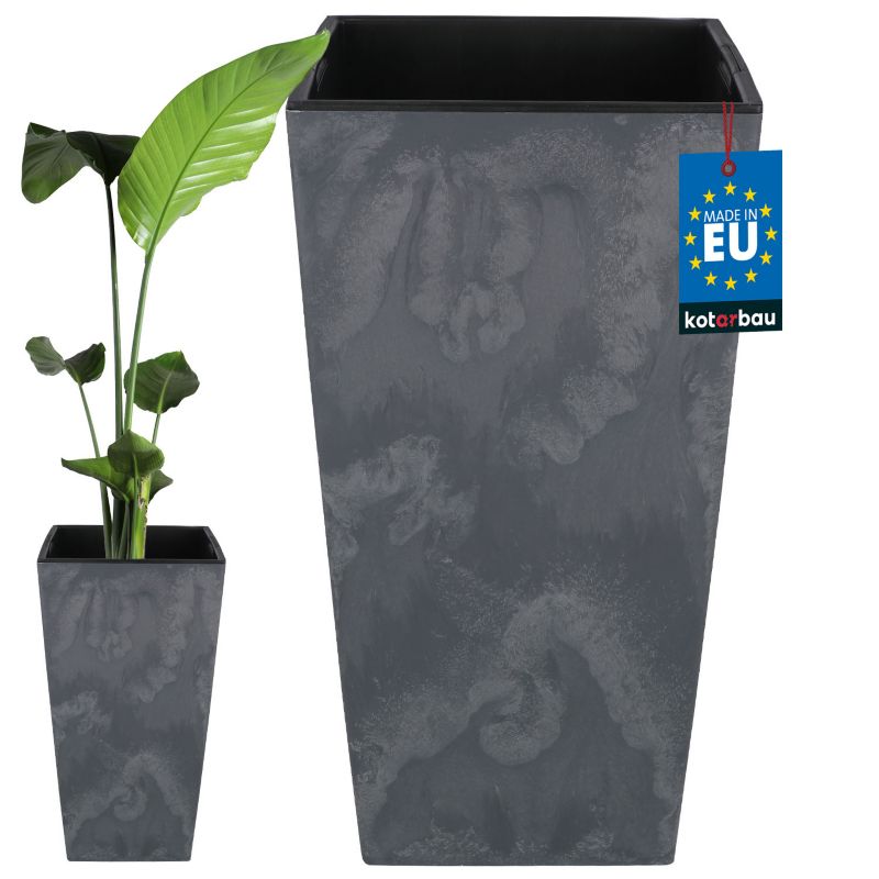 Doniczka z wkładem KOTARBAU 400x400x750 mm struktura betonu 1 szt.