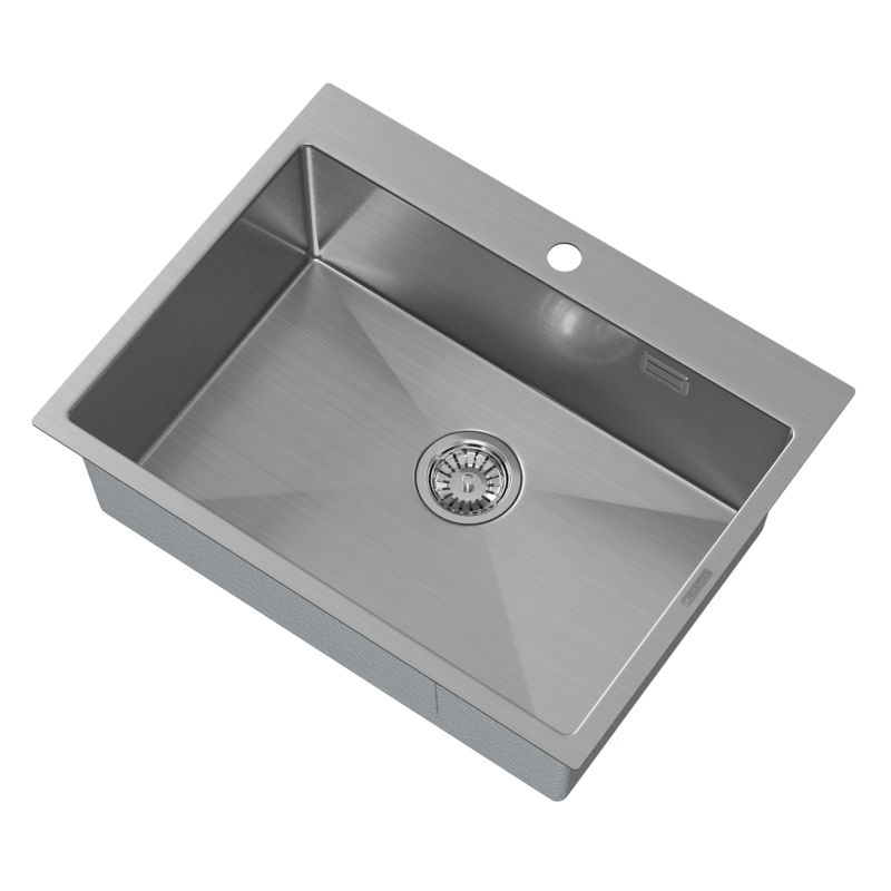 Zlewozmywak Stalowy Jednokomorowy Chrom Granitan Bez Ociekacza Silvo 65x50 + Syfon 1 Kpl.