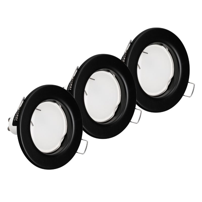 Oprawy sufitowe oczka, DPM, okrągłe, czarne, 3 szt.