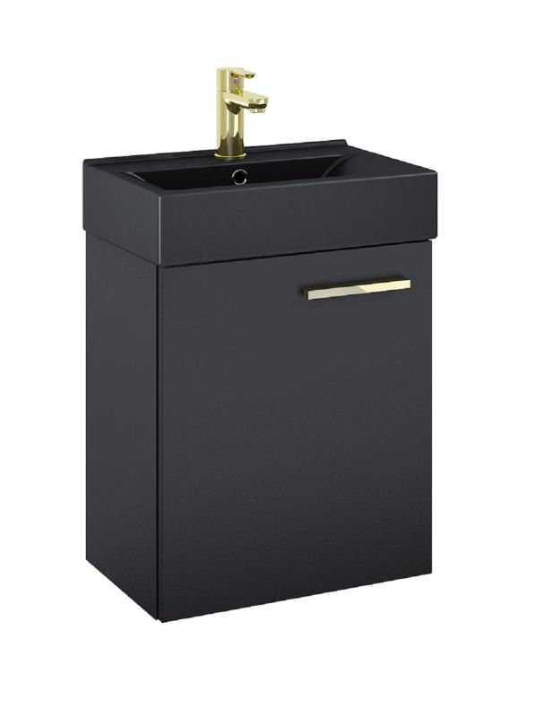 Szafka łazienkowa z umywalką Elita Tiny 45 cm czarny mat, półka regulowana, soft-close, 1 szt.