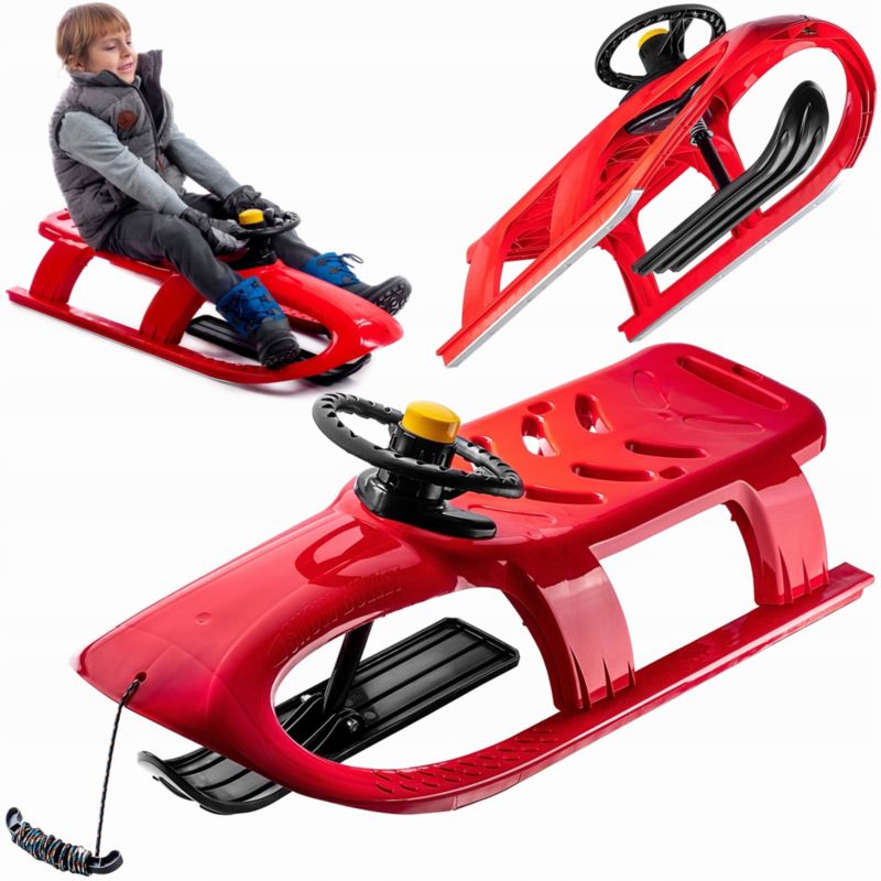 Sanki Plastikowe KADAX Z Kierownicą Ślizg Nartosanki Ślizgacz Zjazdowy 1szt.