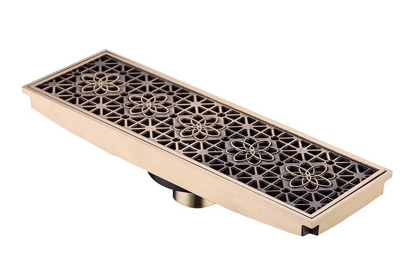 Odpływ prysznicowy Lauferi ERINA mosiężny liniowy szczotkowany mosiądz retro 1 szt.