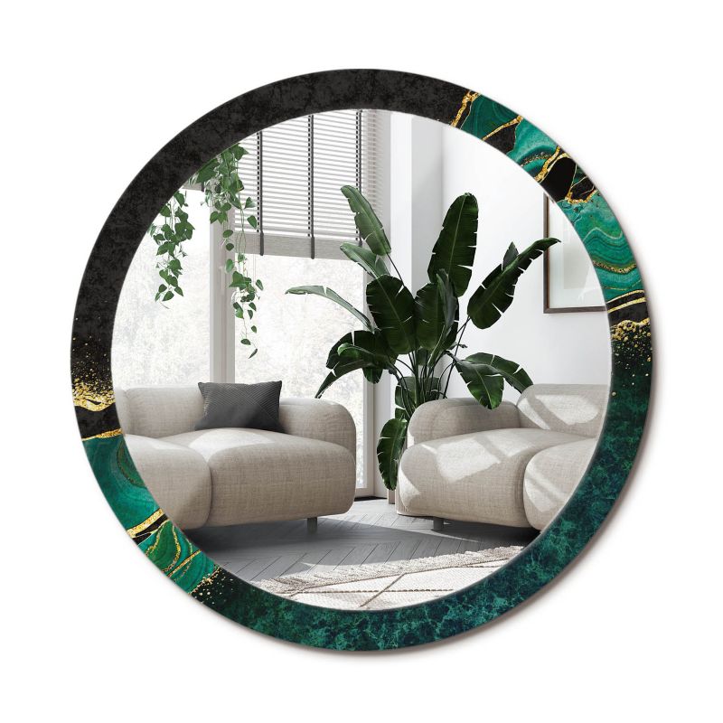 Lustro Okrągłe Tulup Marmurowa Zieleń 100 cm Klasyczne Na Podkładzie 1 szt.