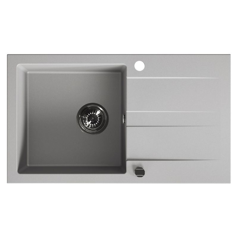 Zlewozmywak Granitowy, Kuchinox, Szary, Shire, 44x76cm, z ociekaczem, z syfonem, 1 szt.