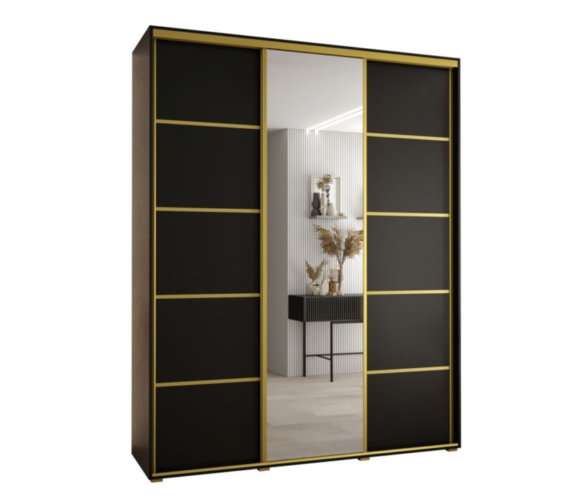 Szafa przesuwna Abiks DAVOS 5 wysoka szer.180cm gł.60cm czarny/czarny/złoty 1szt.