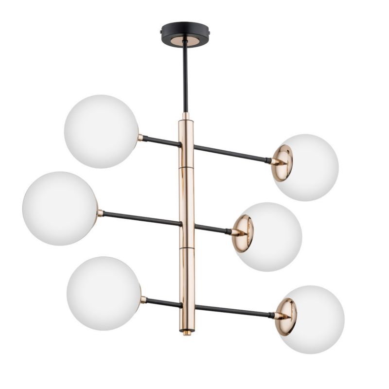 Lampa wisząca Alfa Pesco 2067 złoto-biała-czarna nowoczesna 6xE14 x 10W 1 szt.