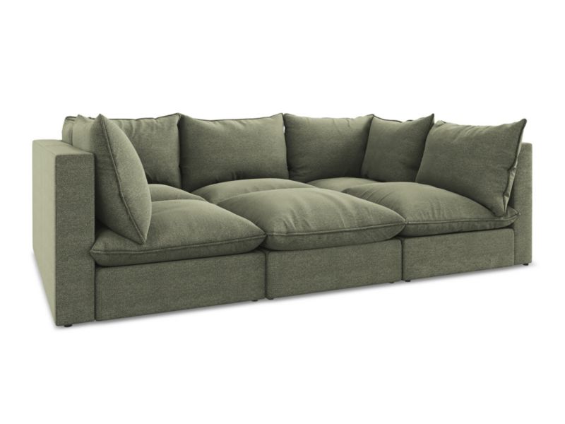 3-osobowa kanapa modułowa LaMiaSofa RAVENNA z tkaniny bouclé 255x180 cm oliwkowy 1 szt.