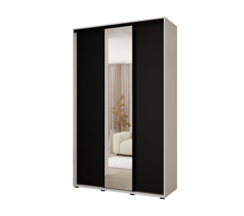 Szafa przesuwna MINIO go for it VADO 3 60 x 150 cm, biały /czarny/czarny 1 szt.