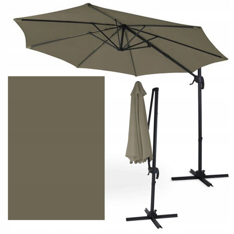 Parasol Ogrodowy Focus Garden Składany z Masztem Bocznym Havana Taupe 3m Wzmacniany 1 Szt
