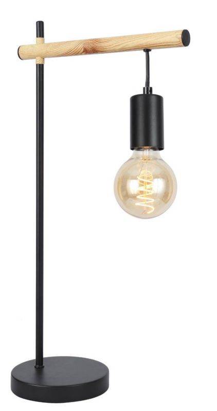Lampka stołowa Candellux Izzy czarna-jasne drewno 1 x E27 x 60W IP20 wym: 55 x 28 x 15 cm drewno - 1 szt.