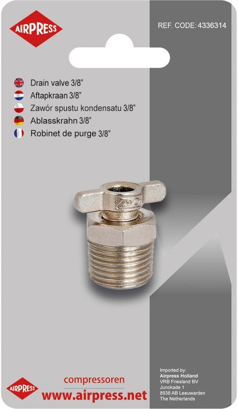 Zawór spustu kondensatu 3/8" Airpress do sprężarek 50 l