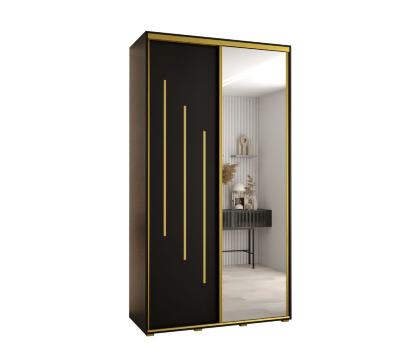 Szafa przesuwna Abiks DAVOS 9 wysoka szer.140cm gł.60cm czarny/czarny/złoty 1szt.