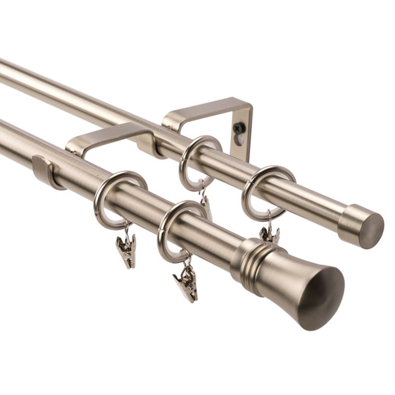 Karnisz Zenit podwójny 19 mm 160 cm srebrny