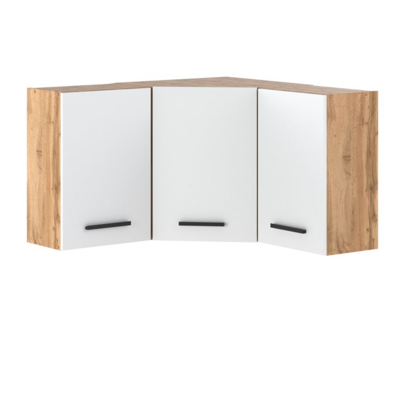 Szafka Kuchenna Hurtownia-Mebli Wisząca Narożna Blanka górna narożna 90cm Dąb Wotan Biały Mat 90x30x60 cm 1szt.