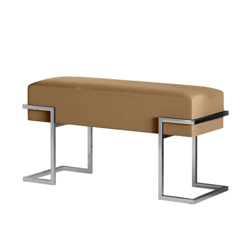 Ławka tapicerowana Bettso Cely 80 cm do przedpokoju na chromowanym stelażu ciemnobeżowy 1szt.