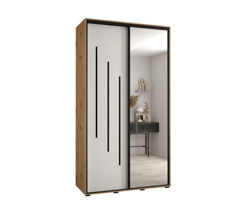 Szafa przesuwna Abiks DAVOS 9 wysoka szer.130cm gł.60cm artisan/biały/czarny 1szt.