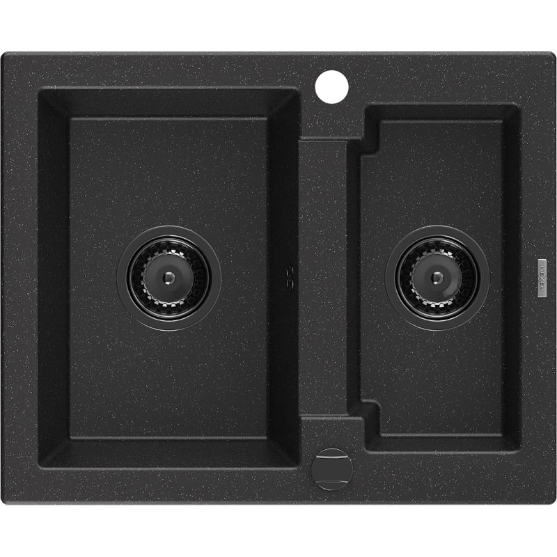 Zlewozmywak wpuszczany Mexen Carlos 1,5-komorowy czarny/złoty metalik 582x475 mm - 6518581500-75 1 szt.