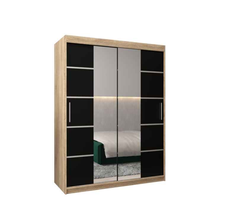 Szafa przesuwna Garderoba Abiks Verona 4 150 sonoma + czarny 1 szt.