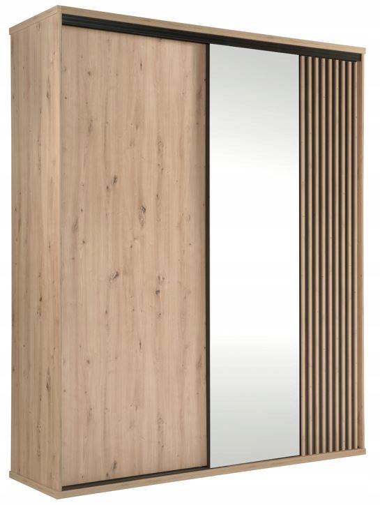 Szafa przesuwna Furnidea 179 cm dąb artisan czarny lamelowy CALI 1 szt.