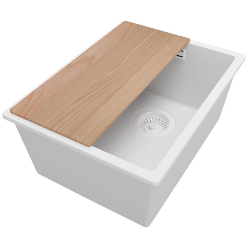 Zlewozmywak Londyn Slim PRIMAGRAN Nablatowy 36x47cm do szafki od 40cm z Syfonem i Dodatkiem Cały Biały 1 szt.