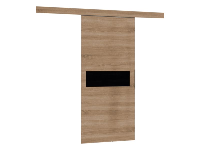 Drzwi przesuwne wewnętrzne MIRJAN 24 Malibu IV 100 + samodomykacz dąb sonoma + czarny lacobel 1 kpl.