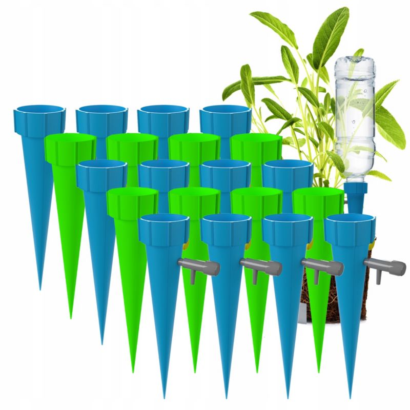 Nawadniacz, Sillar, dozownik, z kranikiem, do podlewania roślin, kwiatów, zielony, 20szt