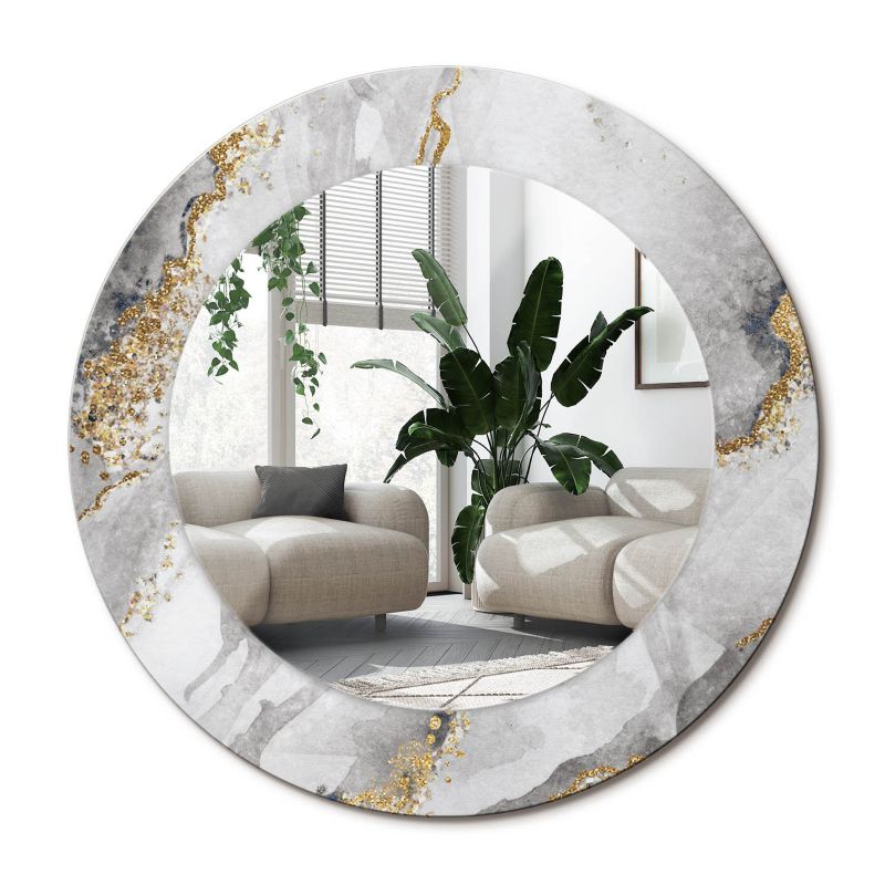Lustro Okrągłe Tulup Marmurowy Wzór 50 cm Eleganckie Na Podkładzie 1 szt.