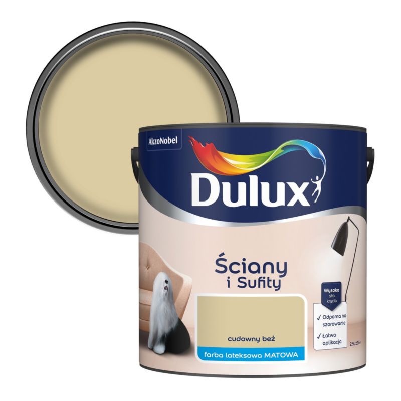 Farba plamoodporna Dulux Ściany i Sufity cudowny beż 2,5 l
