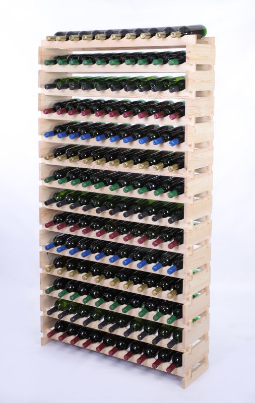 Stojak na wino MODO24 regał modułowy na butelki 14 leżni x 10 butelek montaż bez narzędzi naturalne drewno 1 szt.