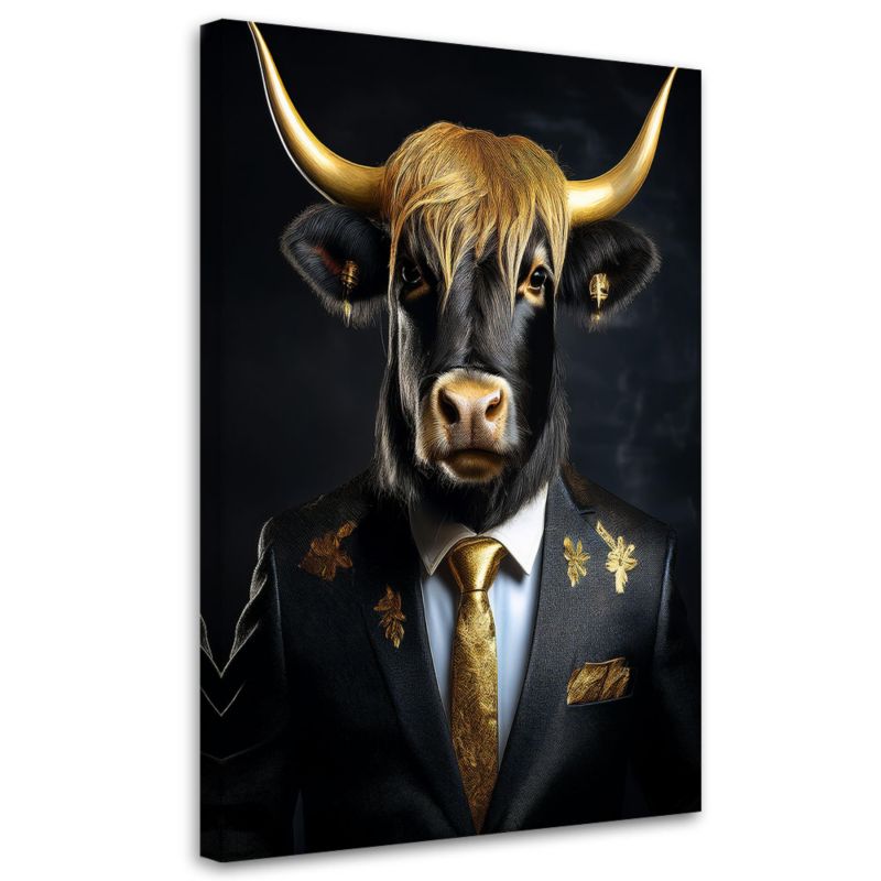 Obraz na płótnie Feeby Szkocka krowa w garniturze 70x100cm 1szt