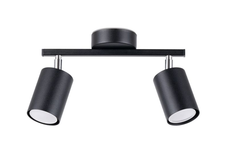 Kinkiet ścienny Sollux Lighting Lemmi czarny-chromowany 2 x GU10 x IP20 wym: 26 x 8 cm - 1 szt.