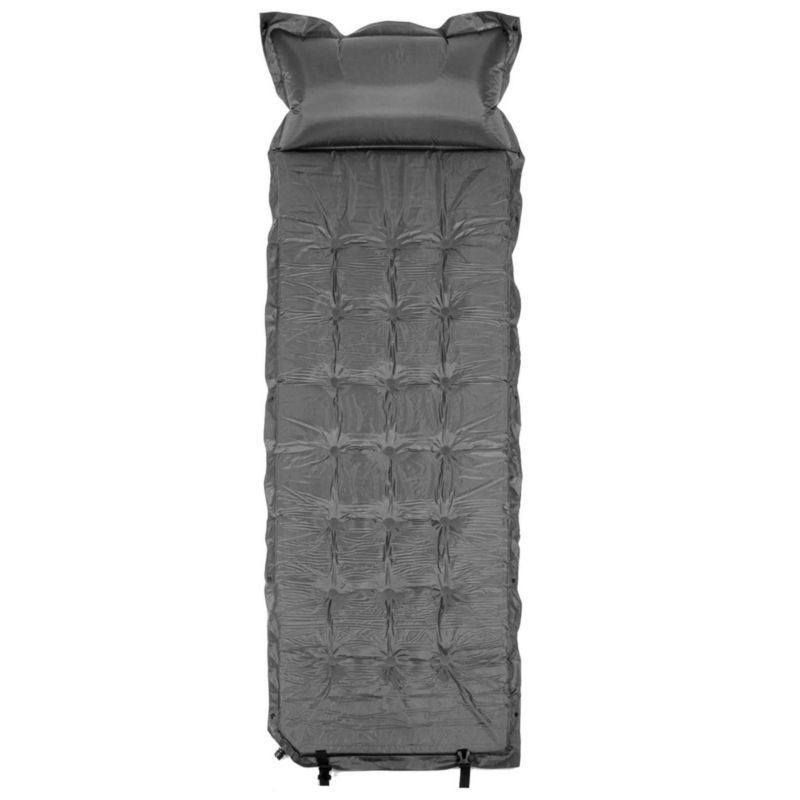 Mata samopompująca, materac Springos 193 cm z poduszką i pokrowcem mata turystyczna, szara 1 szt.