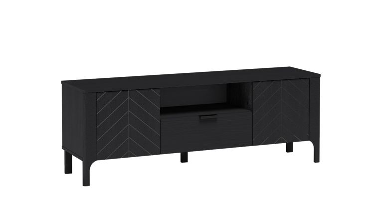 Szafka RTV stolik pod telewizor Furnidea 160 cm czarny jodełka MALUBA 1 szt.