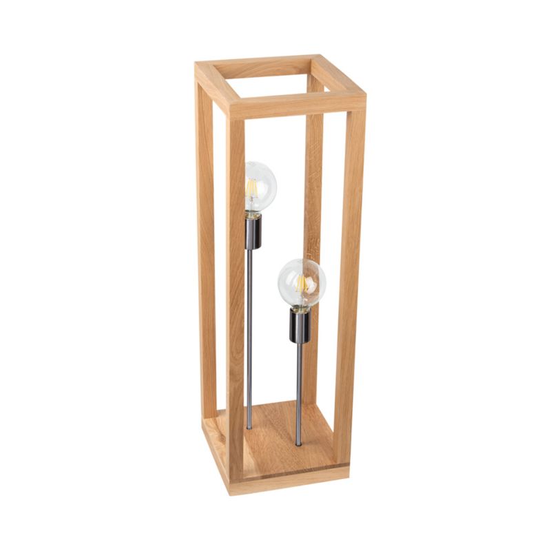 Drewniana Lampa Podłogowa 2xE27 Max.60W Dąb Olejowany FSC z Dodatkiem Chromu, Polski Producent, 1 szt.