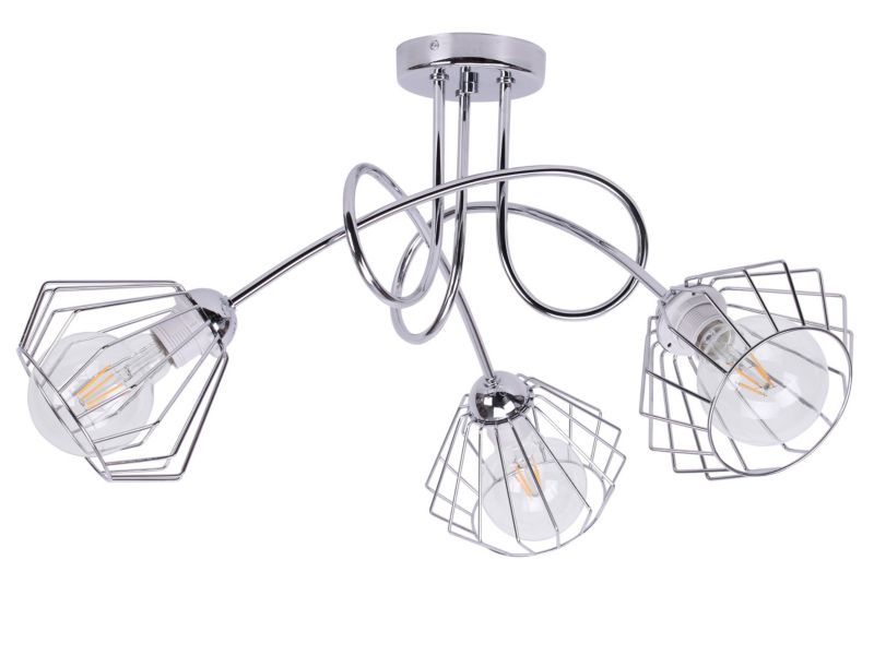 Lampa sufitowa wisząca Light Home LH Edison Chrom 3x E27 60W klosz metal srebrny 1szt.