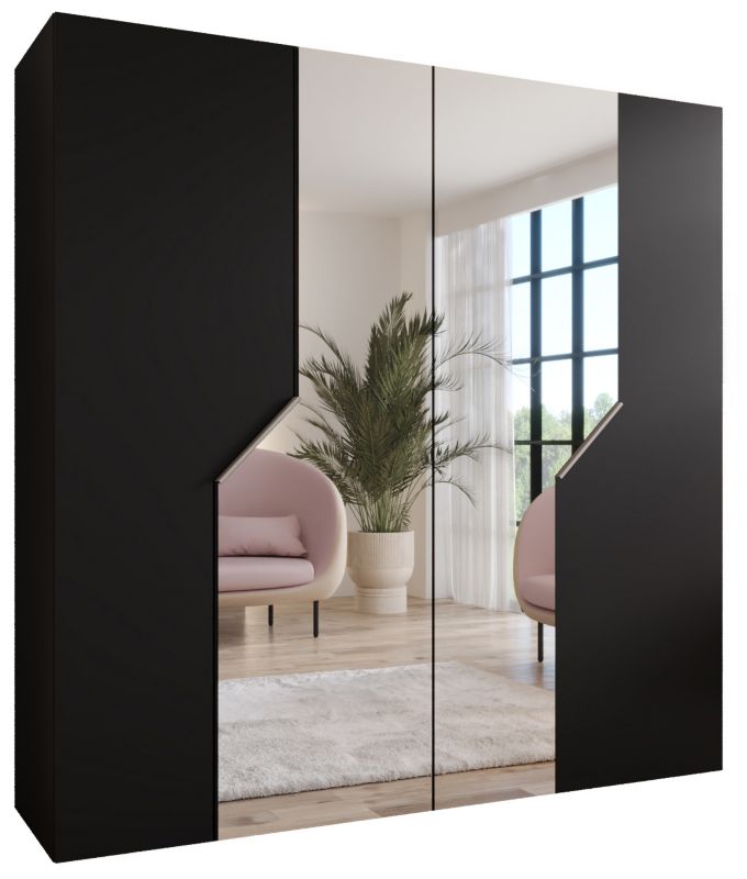 Szafa uchylna z lustrem otwierana Abiks ANDREW 2 200 wys 202 cm Czarny + Kaszmir 1 szt