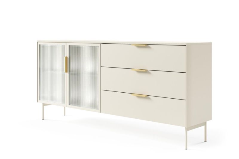 Komoda dwudrzwiowa dwudrzwiowa Bettso Ilumi szeroka z szufladami i oświetleniem LED kaszmir 1szt.