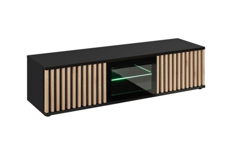 Szafka RTV ASM Meble CAMERON LED 160 hickory jackson/czarna 1 szt.